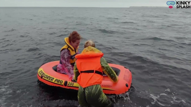 UKCuteGirl Lucy Lauren: Two Girls One Dinghy: Tight Rubber &amp; Pvc Rainwear