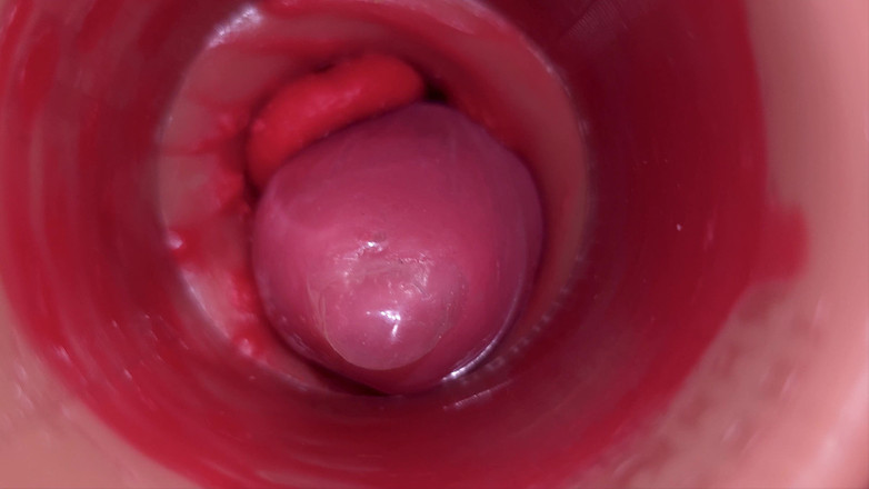 Creme sperm: Dentro de una cámara camgirl cervix en primer plano en...