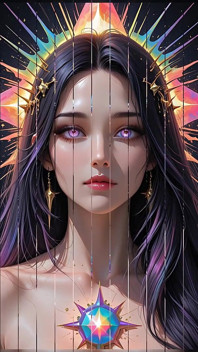 Shadow Oracle with Rainbow Prism Spikes Cosmic Fantasy Beauty Ai Art Slideshow