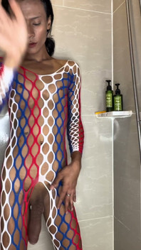 Supercock Ladyboy Nancy Plays with Her Bat