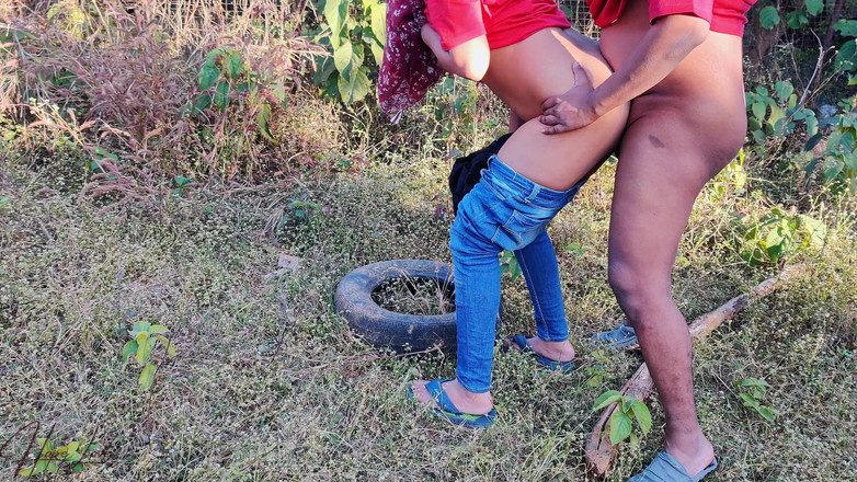 Hope Love: Big Ass Student Fucked in the Forest in Standing Doggystyle