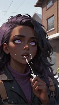 The Best Ebony Fucky-fucky on a Snowy Street! the Purple-haired Queen's Pleasure in Ebony XXX.