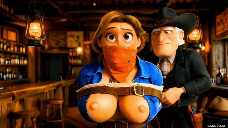 Gagged AI Cartoons: Dây thừng cho những đường cong của cô ấy