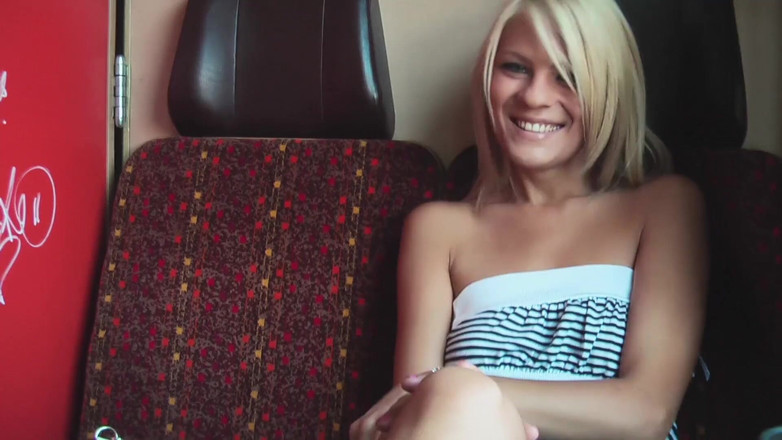 Jasmine Rouge: Blonde Teen Hot Footjob and Pee in Public Train