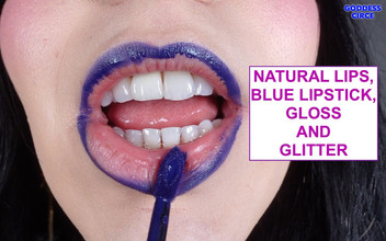 Goddess Circe: Bibir semula jadi, gincu biru, gloss dan glitter