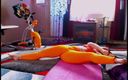 Aurora Willows large labia: Flux de yoga dans un pantalon de yoga jaune