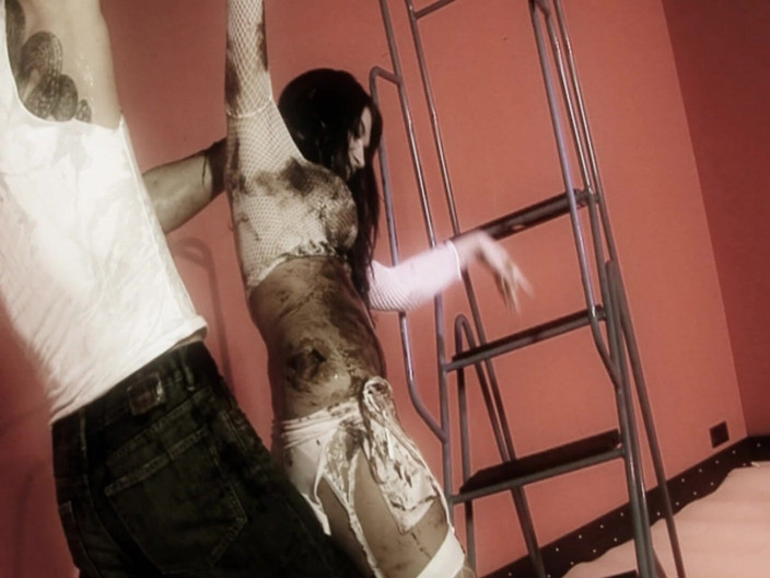Bananas with Melons: Smeared Girls Scene 4: Big-ass Brunette in Lingerie Covered in Chocolate...