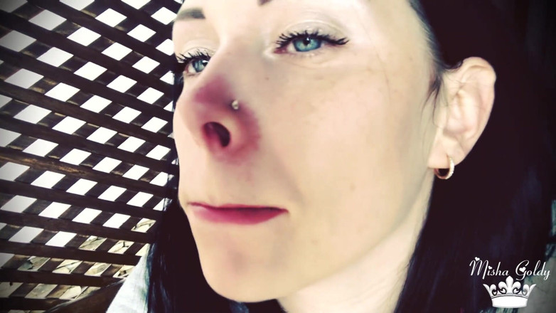 Goddess Misha Goldy: Blowing shisha smoke from itching nose and scratching it all...
