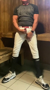 Jacked Baseball Player Jockdad87 Edges in the Sauna Again