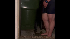 Shelbytwp: Chubby Guy with Tiny Cock Pissing in Underwear Outside Then...