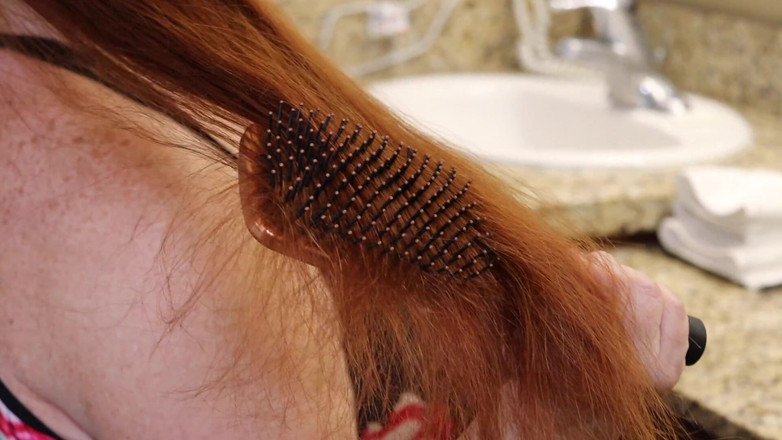 Julie Ginger: Brushing Her Long Red Hair