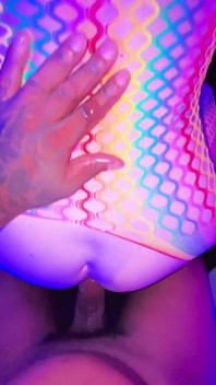 TS Diana Deelight and Jrockstar82 Sucking, Fucking and Creampie in Rainbow Stocking with Socks