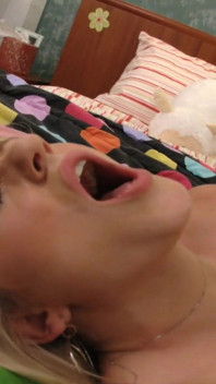 Blondie gets pounded by a ripped boy in her bedroom