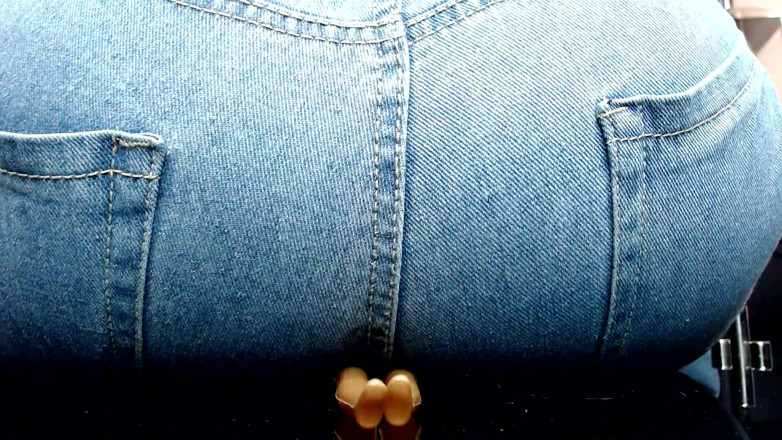 Maeling: Ebony Bitch Crushed in Denim Jeans and Ass Stifled Ignorant
