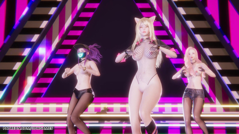 3D-Hentai Games: [mmd] Blackpink - Fischietto Ahri Akali Seraphine Sexy spogliarello danza League...