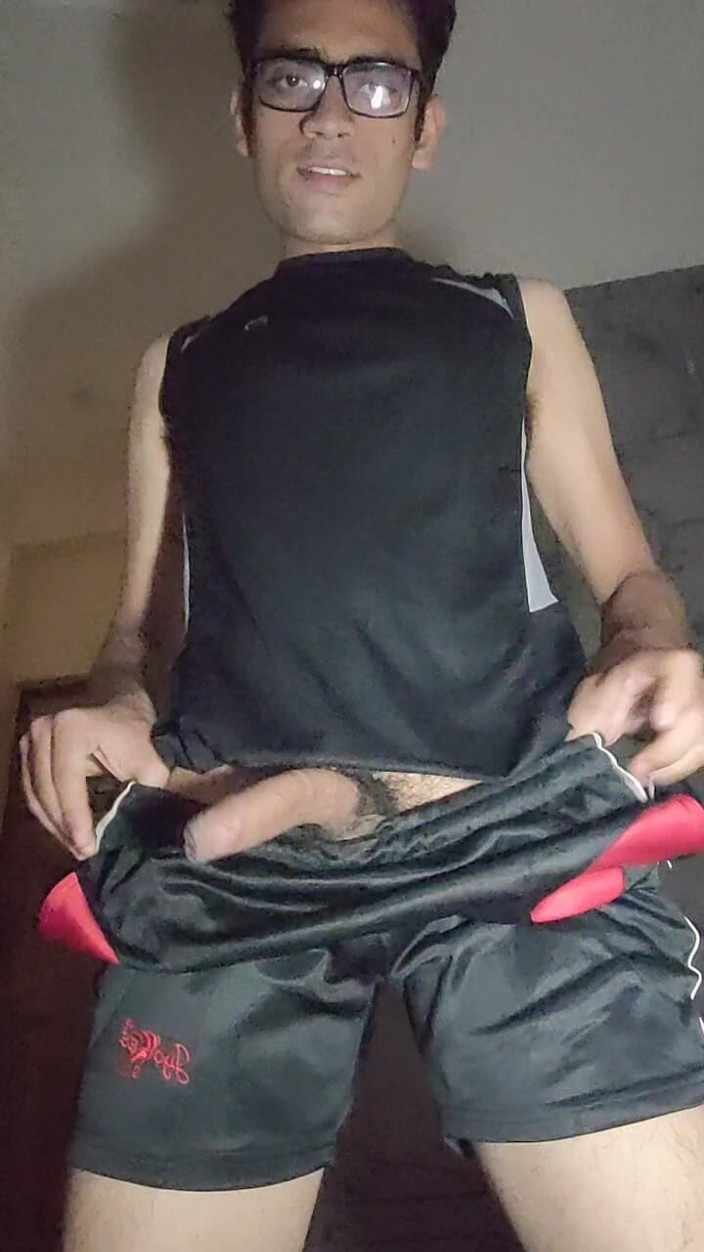 AdityaSquirts: Kinky Twink Cock Play and Stroking Boner in Shorts