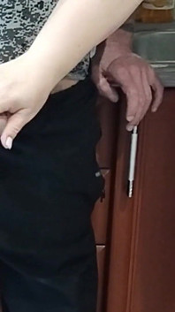 Hot Cum in Mother-in-law's Mouth After Jerking off a Dick in the Kitchen