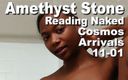 Cosmos naked readers: Amethyst pietra che legge nuda gli arrivi del cosmo.