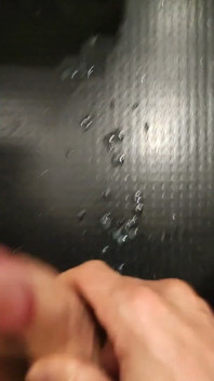 Moaning as I Squirt My White, and Thick Cum All Over the Floor with My Thick, Shaved, Cock