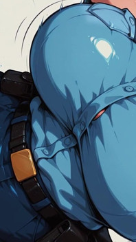 Pelo azul Ai Fanart, oficial de policía