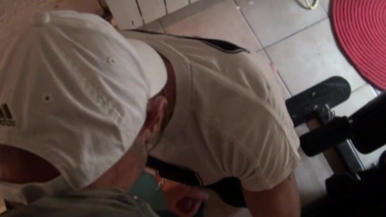 Gaybareback: Straight sucked and fuck gay in masculation room