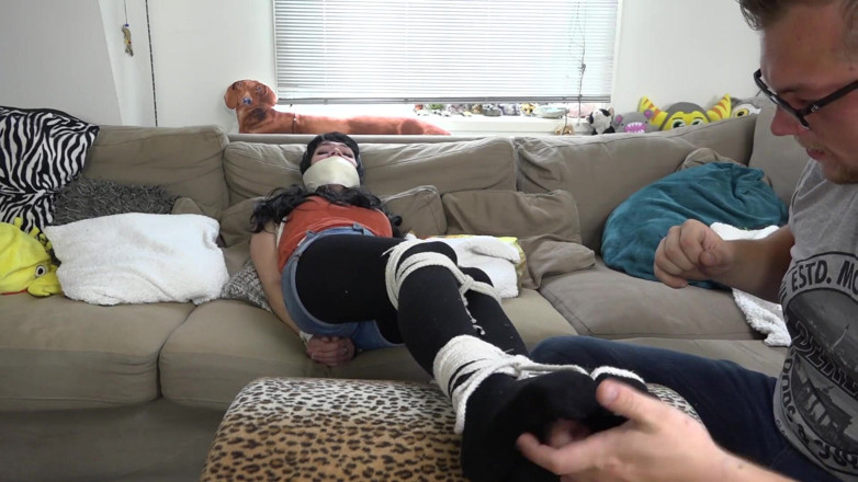 Restricting Ropes: Luna Grey - bound gagged tickled