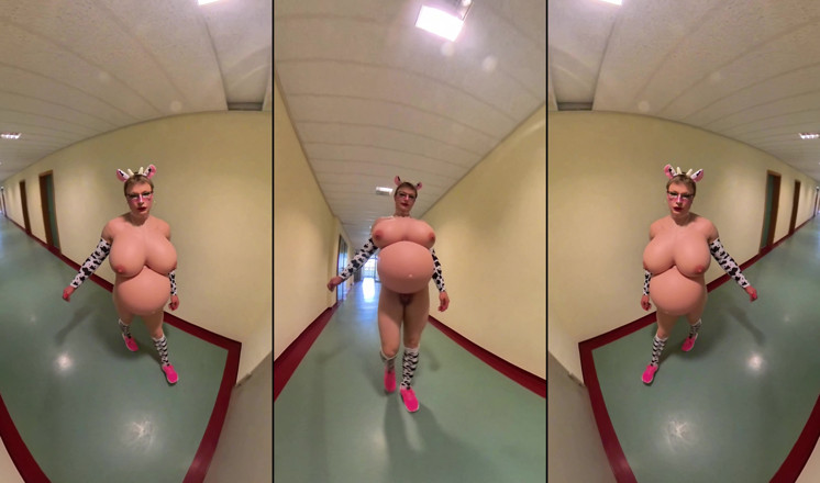 Sissy Adventures: Mała ciężarna krowa Chantal z dużym brzuchem i dużym cyckiem...