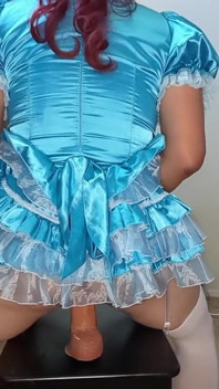 Sissy Candy Rides Several of Her Huge Dildos