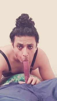 Slutty Sissy Sonam Getting Deep Throated by a Fake Dildo