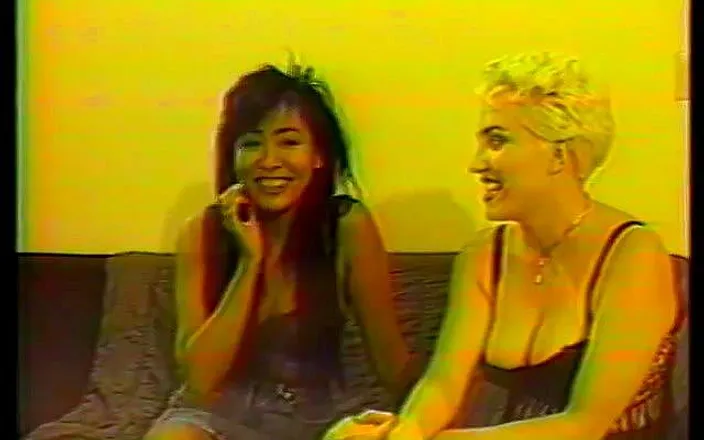 Girl on Girl: Interracial lesbian sex with busty blond petite Asian slut