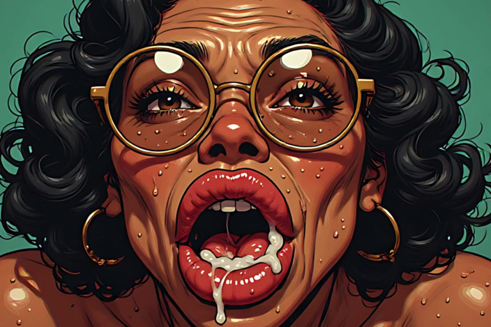 AI Porn: Big Lips Cum Lover Art