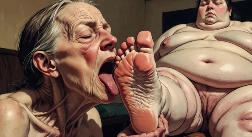 YOUR BEST FANTASY: Avó de 90 anos lambendo e chupando pés grandes da gordinha -...