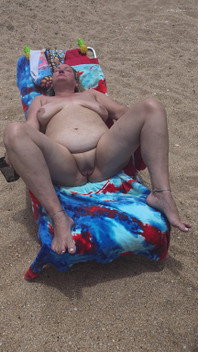 Laying with My Shaved Big Pussy Spread Wide Open on the Nude Beach to Tease Those Walking by and Looking BBW Swinger Wife Feet