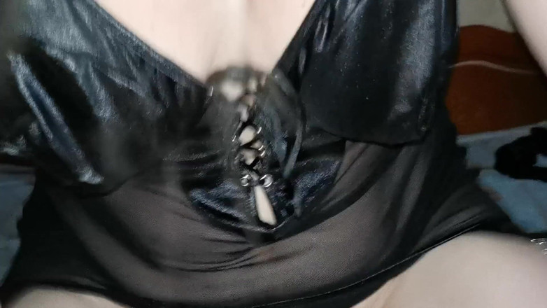 Michael Ernandes: Long minet and creampie in black nylon lingerie - real evening...