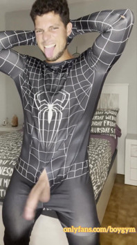 My Big Cock Dont Need Touch to Cum! Spiderman Cums