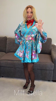 Blue Robe with Black Heels