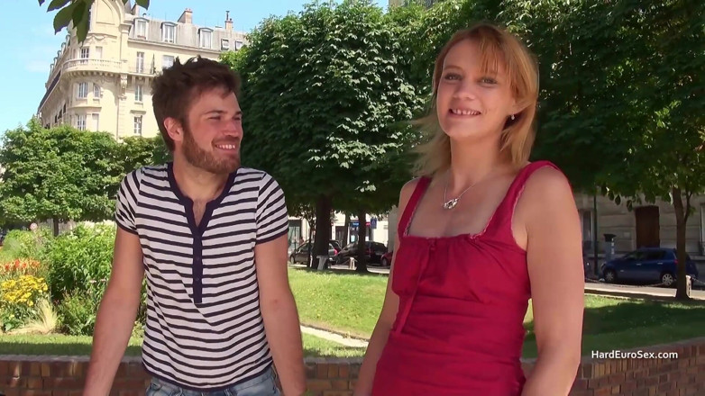 Hard Euro sex: Stocking wearing woman in red dress taking cock up her...