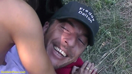 Goldwin pass: Skinny teen picked up for outdoor big cock threesome sex