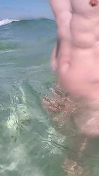 Nude Beach, Waves Playing with My Soft Dick