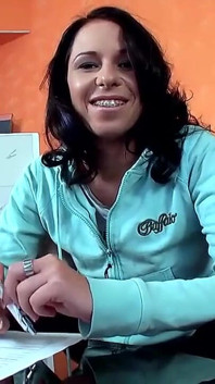 Beautiful Young Girl Masturbates with Dildo Fucks a Big Cock and Pees on the Table