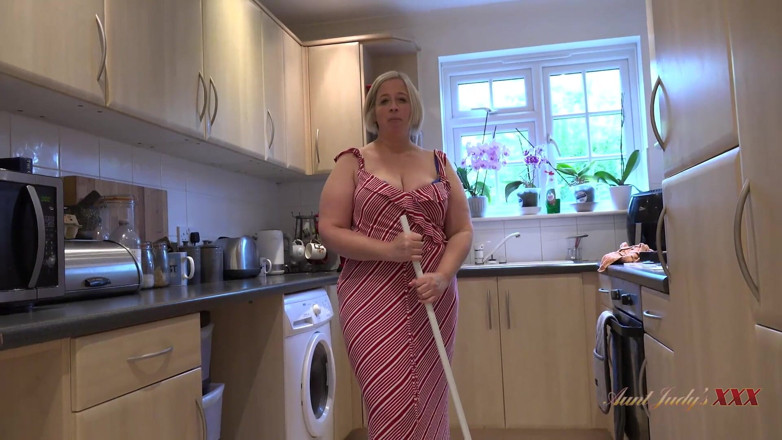 Aunt Judy's XXX: Your BBW Stepmom Star Sucks Your Cock in the Kitchen (POV)