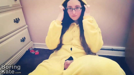 Boring Kate: Fapping in my pikachu kigurumi