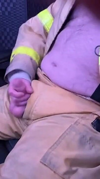 Firefighter Jerkoff and Cum