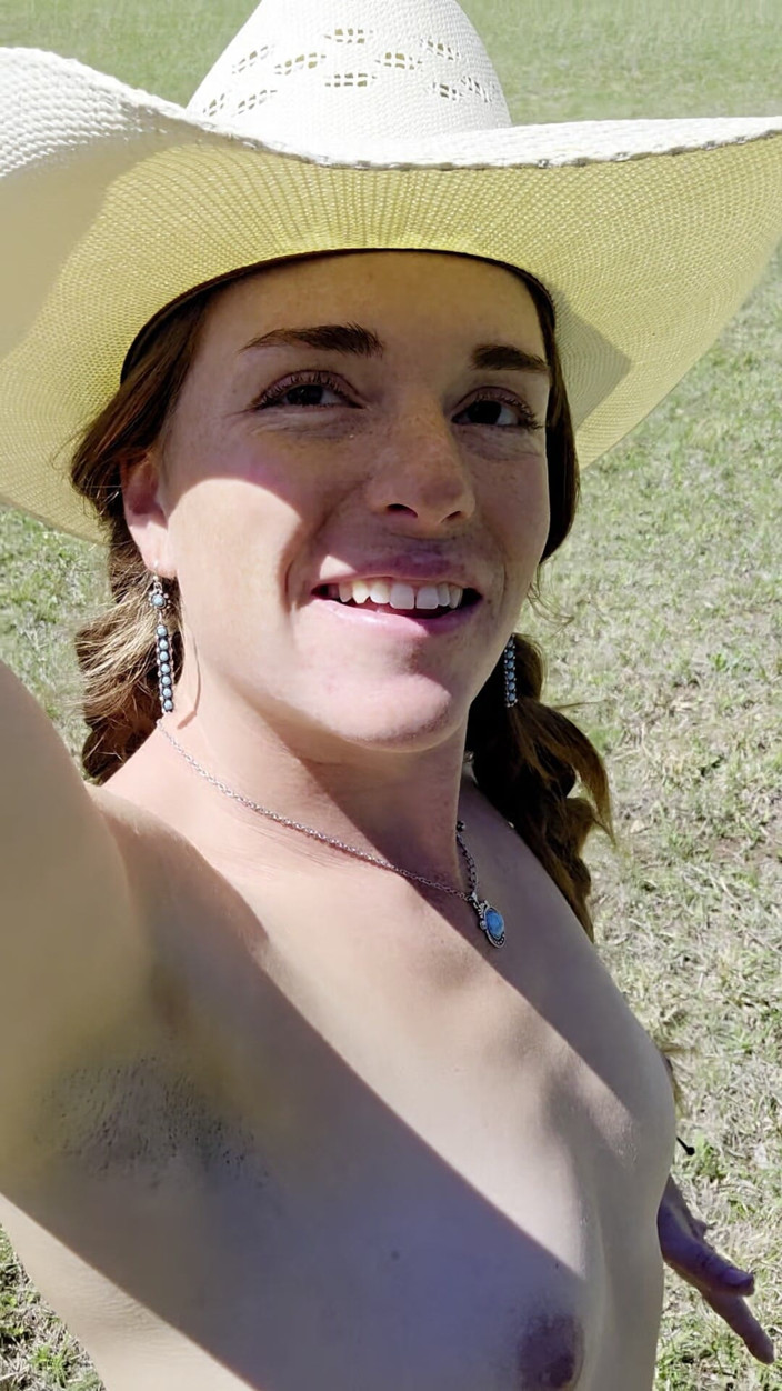 NaughtyRedFarmgirl: Redhead Drives Utv on Farm Naked Masterbating and Squirts Everywhere