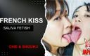 Japan Fetish Fusion: Svůdná kaskáda slin - 48 Senzuous Lesbický francouzský polibek Technik: Zalitý ve šťávách