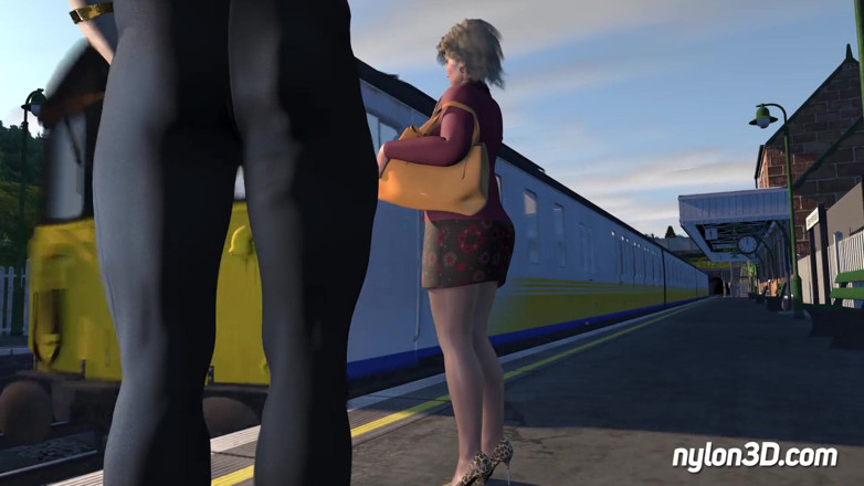 N3D animation: Paseo en tren con rubia cachonda