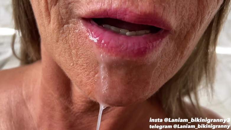 Ladyloveyoung60: Глубокая глотка бабушки-милфы, табу, сперма во рту, дренаж яиц
