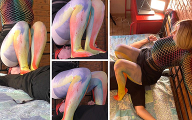 Mistress Legs: Paní sedí a poskakuje se svým velkým nylonovým zadkem na...