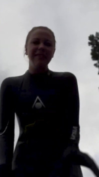 Wetsuit Giantess Finds a Tiny Toy to Tease