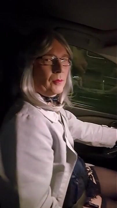 Sexy Mature Crossdressing Sissy Slut Driving Around in Lingerie (Shy stockings mature crossdressing sissy slut)
